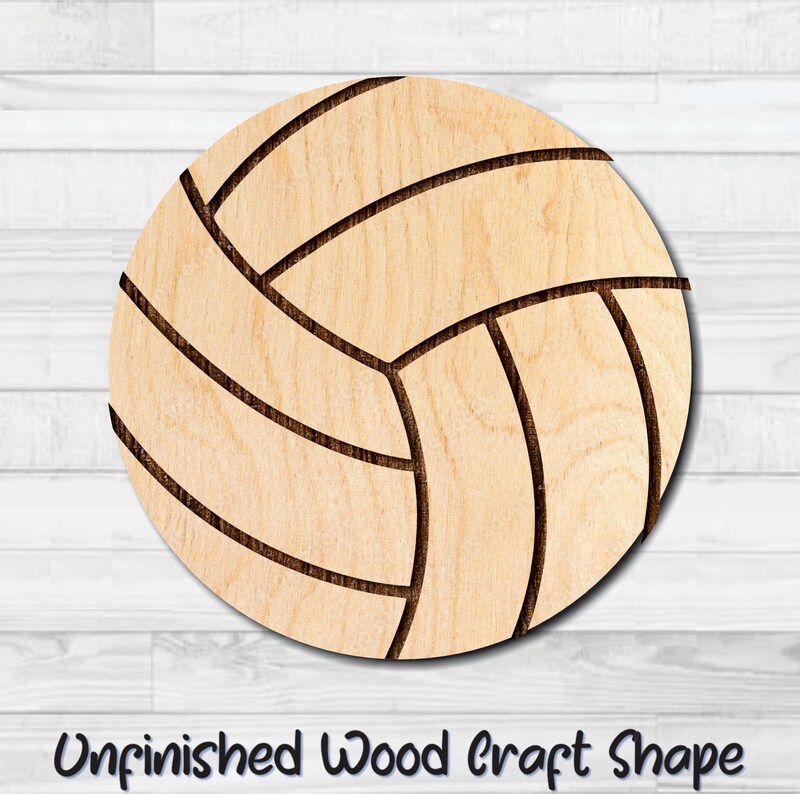 Volleyball Unfinished Wood Shape Blank Laser Engraved Cut Out Woodcraft Craft Supply VOL-002